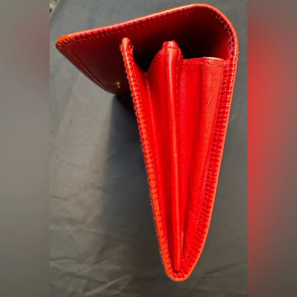 LV Louis Vuitton Red EPI Long Wallet w/ Unbranded Chain for Crossbody w/COA